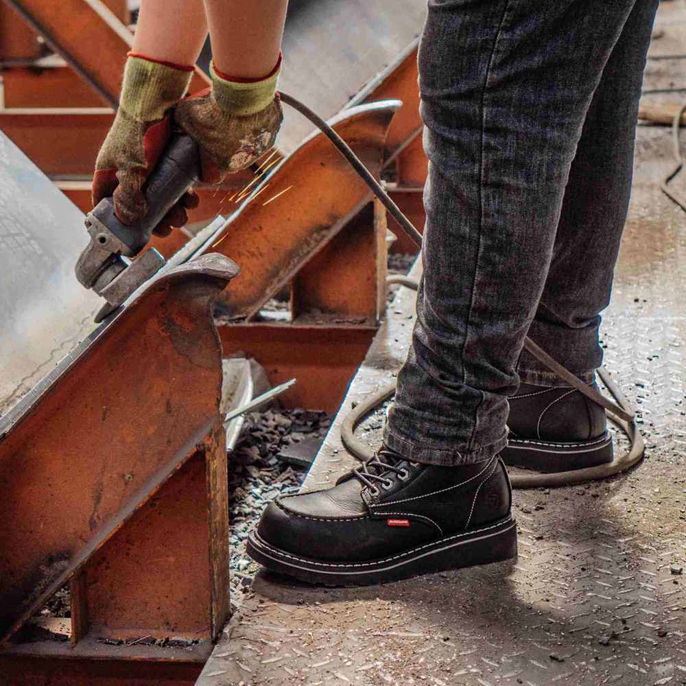 SUREWAY 6” Mens Heavy Duty Steel/Soft Toe Work Boots for Men,Goodyear Welt,Extremely Comfortable Durable Proved,Superior Oil/Slip Resistant,Thicker Leather,Wedge Sole,Moc Toe Work Boots/Shoes for Men,EH Safety Industrial Construction Boots