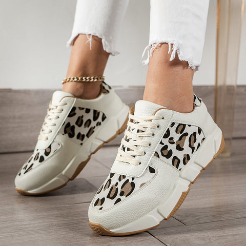 Onecomfy New Leopard Print Platform Sneakers
