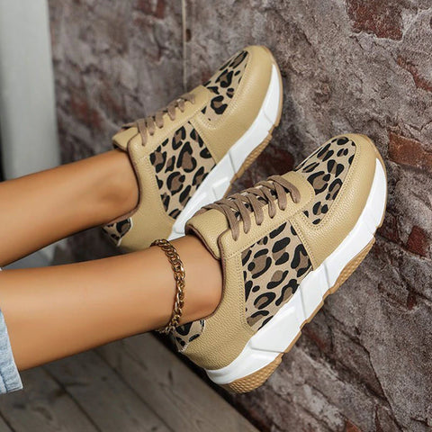 Onecomfy New Leopard Print Platform Sneakers