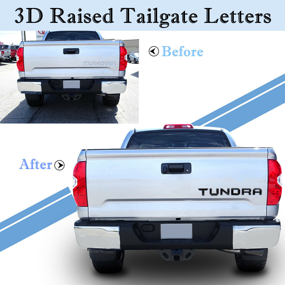 3D Raised Tailgate Letter Insert Emblem for 2014-2021 Nameplate Black Waterproof
