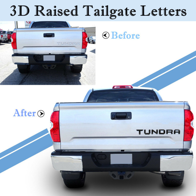 3D Raised Tailgate Letter Insert Emblem for 2014-2021 Nameplate Black Waterproof