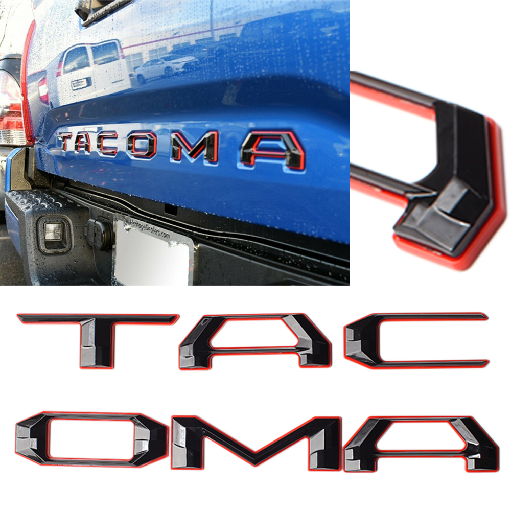 3D Tailgate Insert Emblem Fit For Tacoma Letter 2016-2022 Matte Black Badges