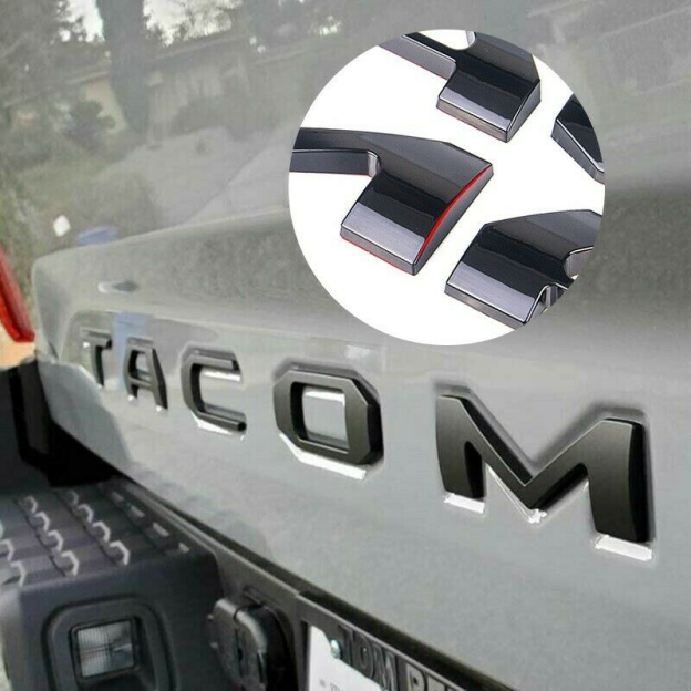 3D Tailgate Insert Emblem Fit For Tacoma Letter 2016-2022 Matte Black Badges