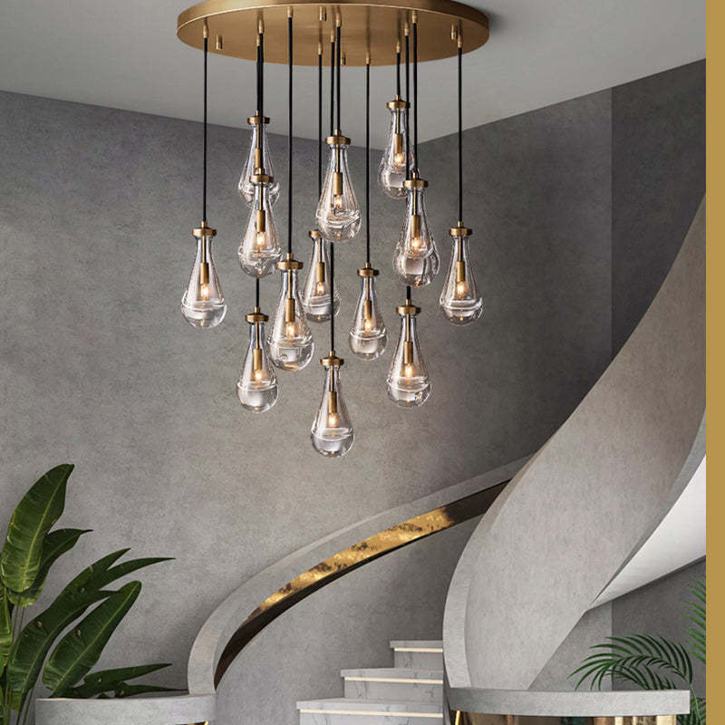 Rain Glass Round Chandelier 36"