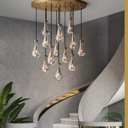 Rain Glass Round Chandelier 36"