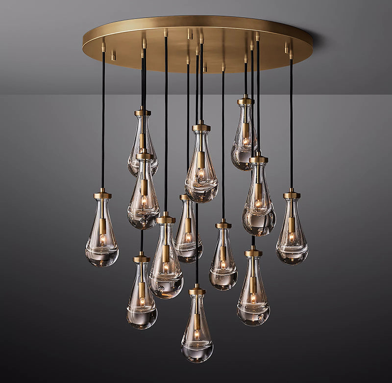 Rain Glass Round Chandelier 36"