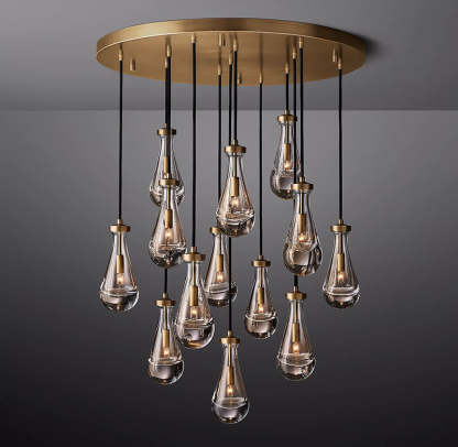 Rain Glass Round Chandelier 36"