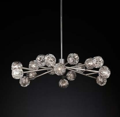 Bille Crystal Ball Round Chandelier 48" K9 Crystal