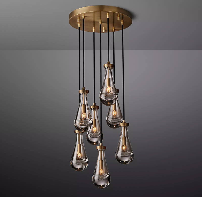 Rain Glass Round Chandelier 18"