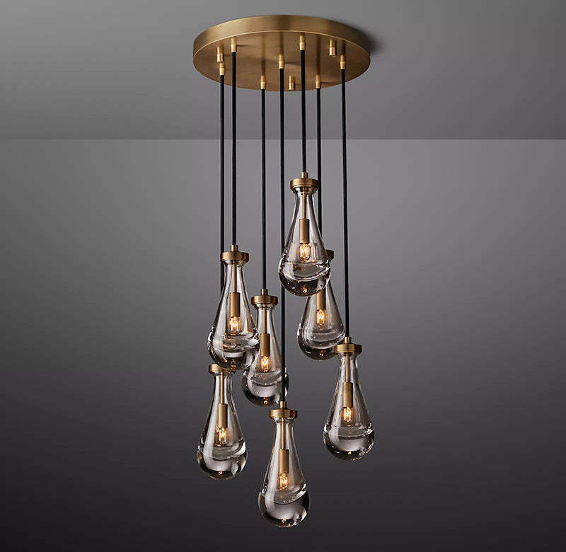 Raindrop Glass Round Chandelier 18"