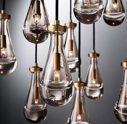 Rain Glass Round Chandelier 36"