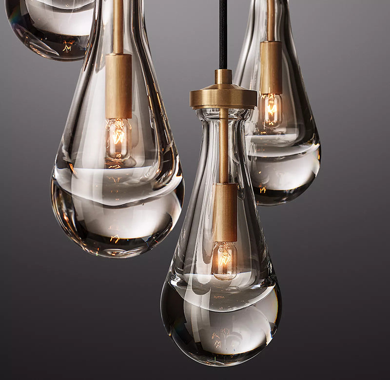 Rain Glass Round Chandelier 18"