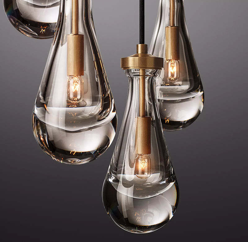 Rain Glass Round Chandelier 18"