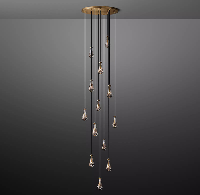 Rain Glass Round Chandelier 36"