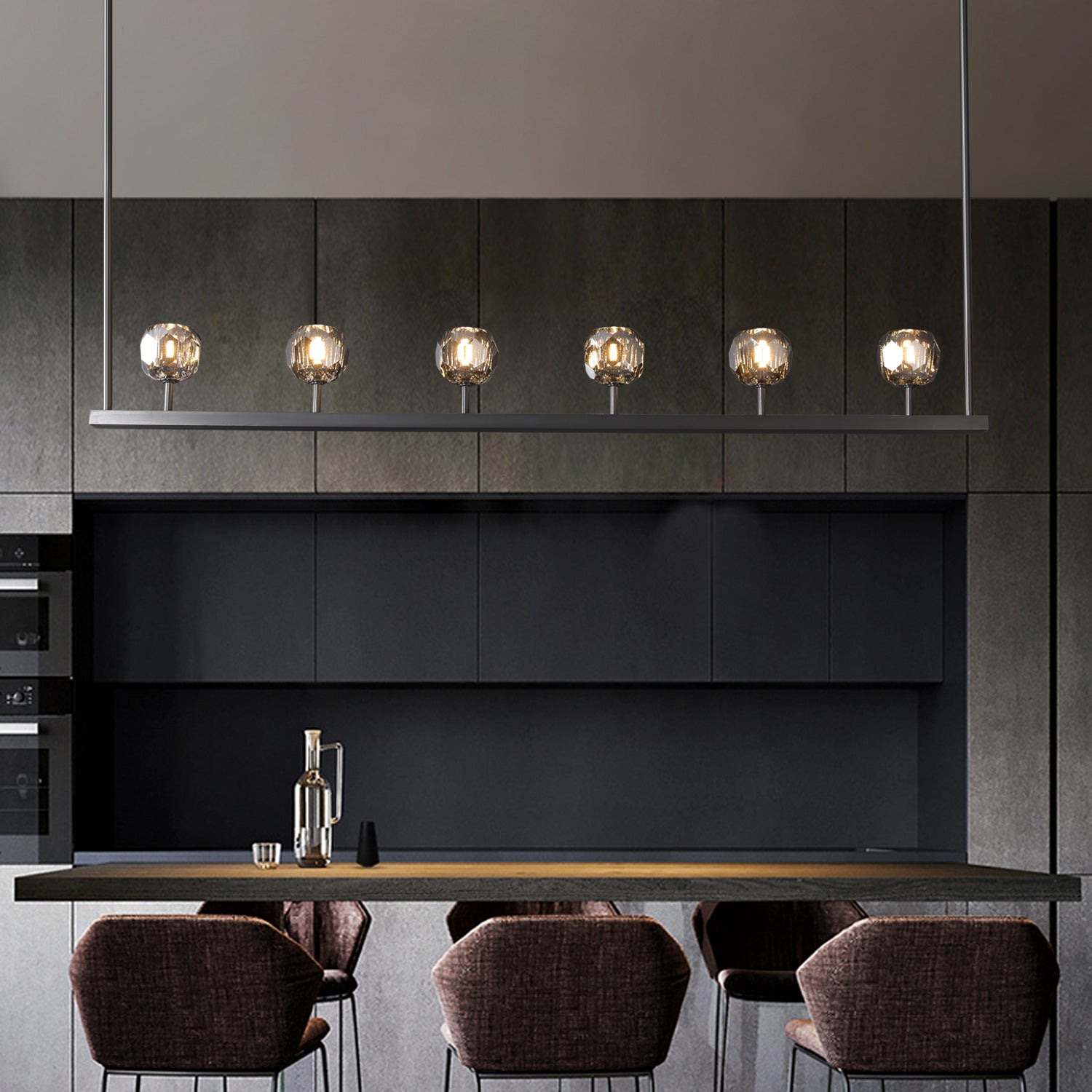 Bille Crystal Ball Linear Chandelier 60"