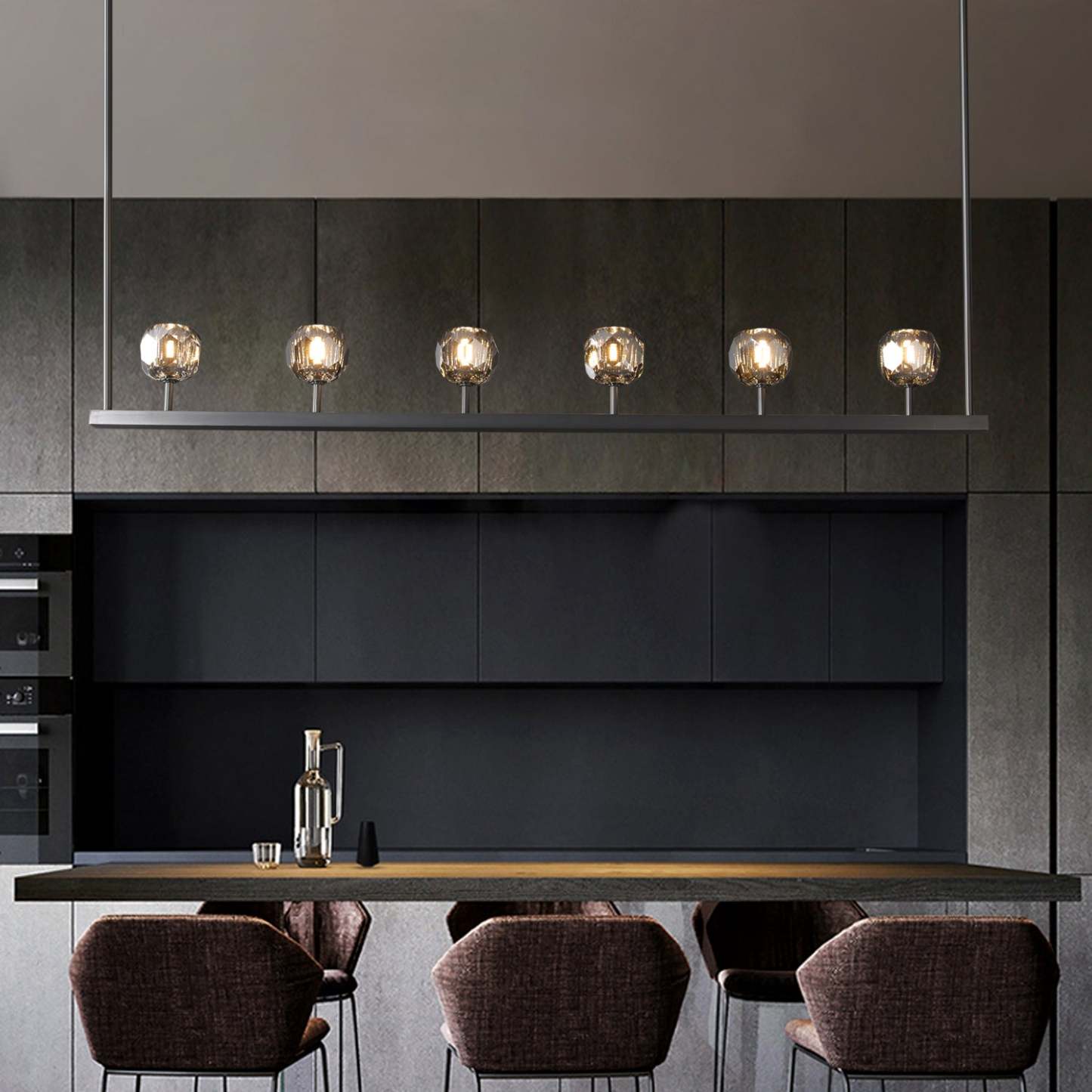 Bille Crystal Ball Linear Chandelier 60"