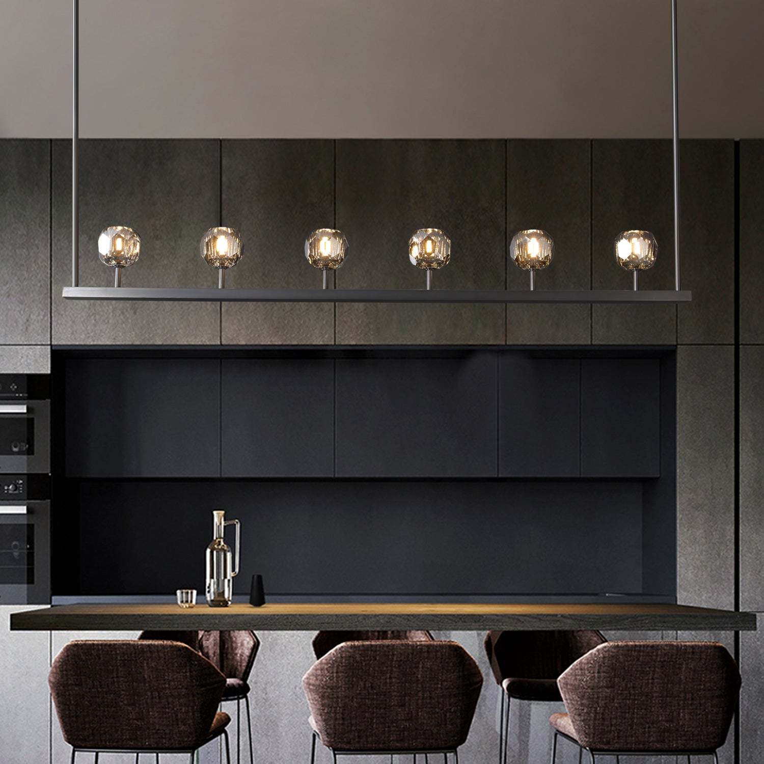 Bille Crystal Ball Linear Chandelier 60"