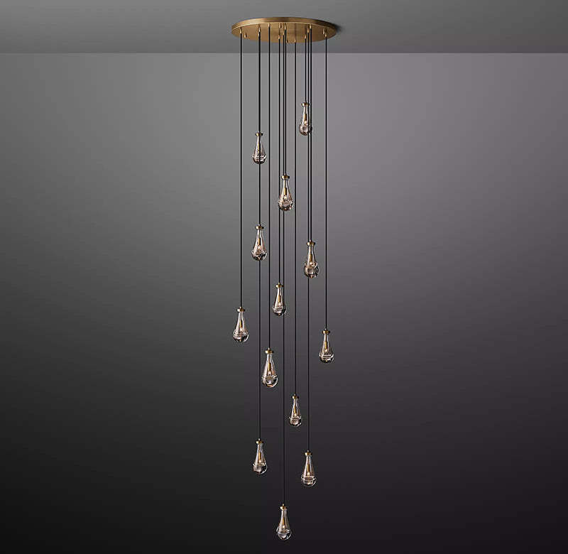 Rain Glass Round Chandelier 36"