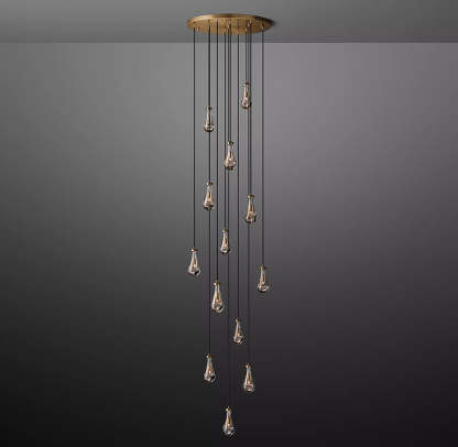 Rain Glass Round Chandelier 36"