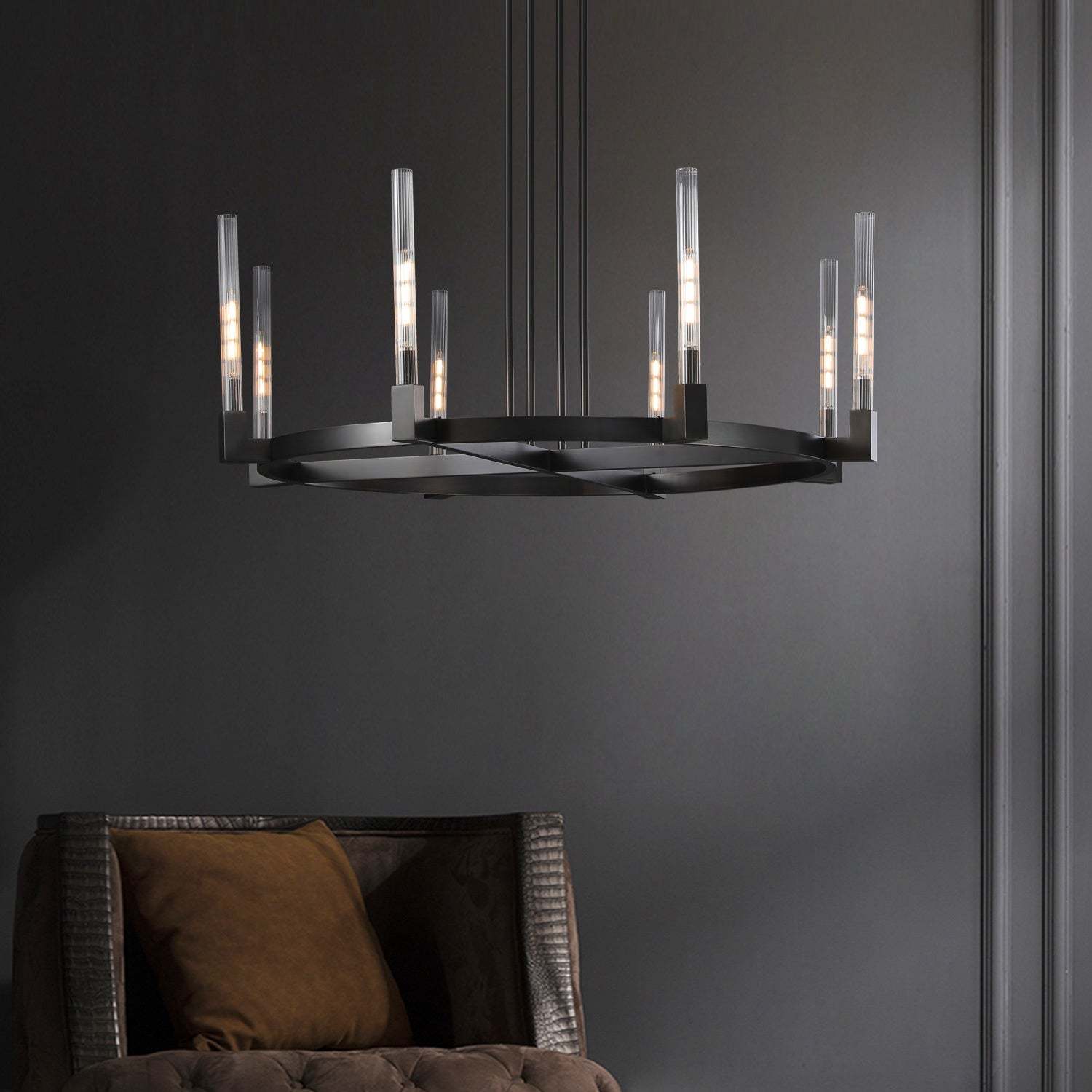 Candlestack Round Chandelier 36"