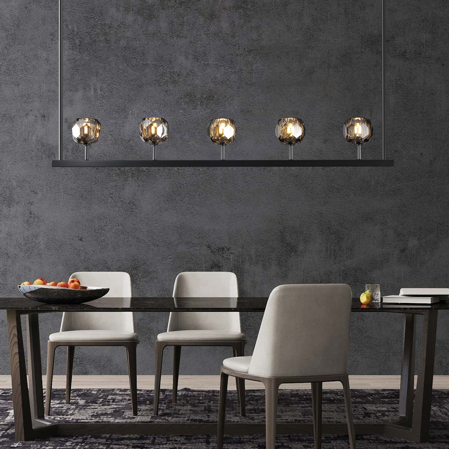 Bille Crystal Ball Linear Chandelier 48"