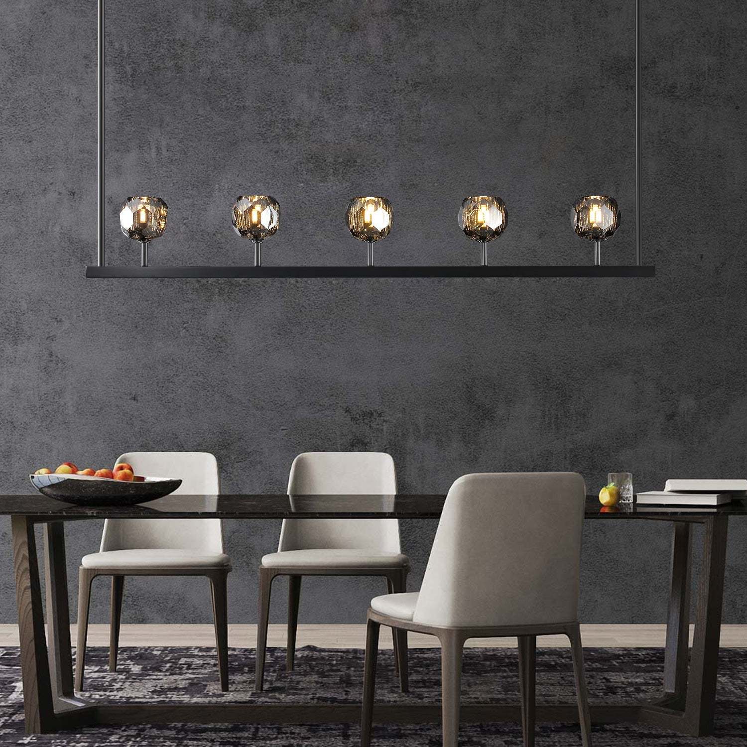 Bille Crystal Ball Linear Chandelier 48"