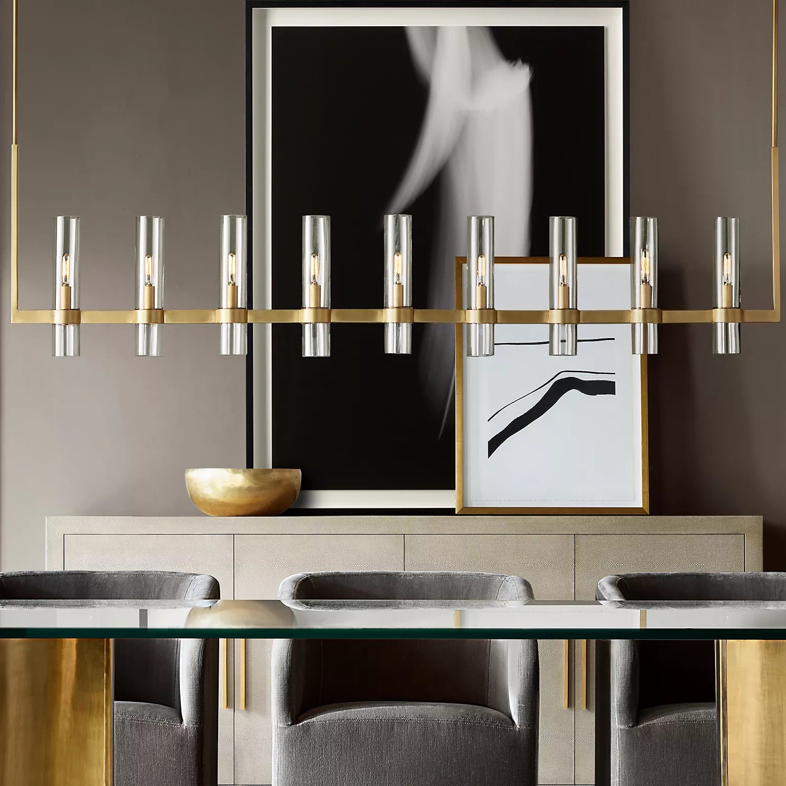 Ravalle Glass Linear Chandelier 72" L