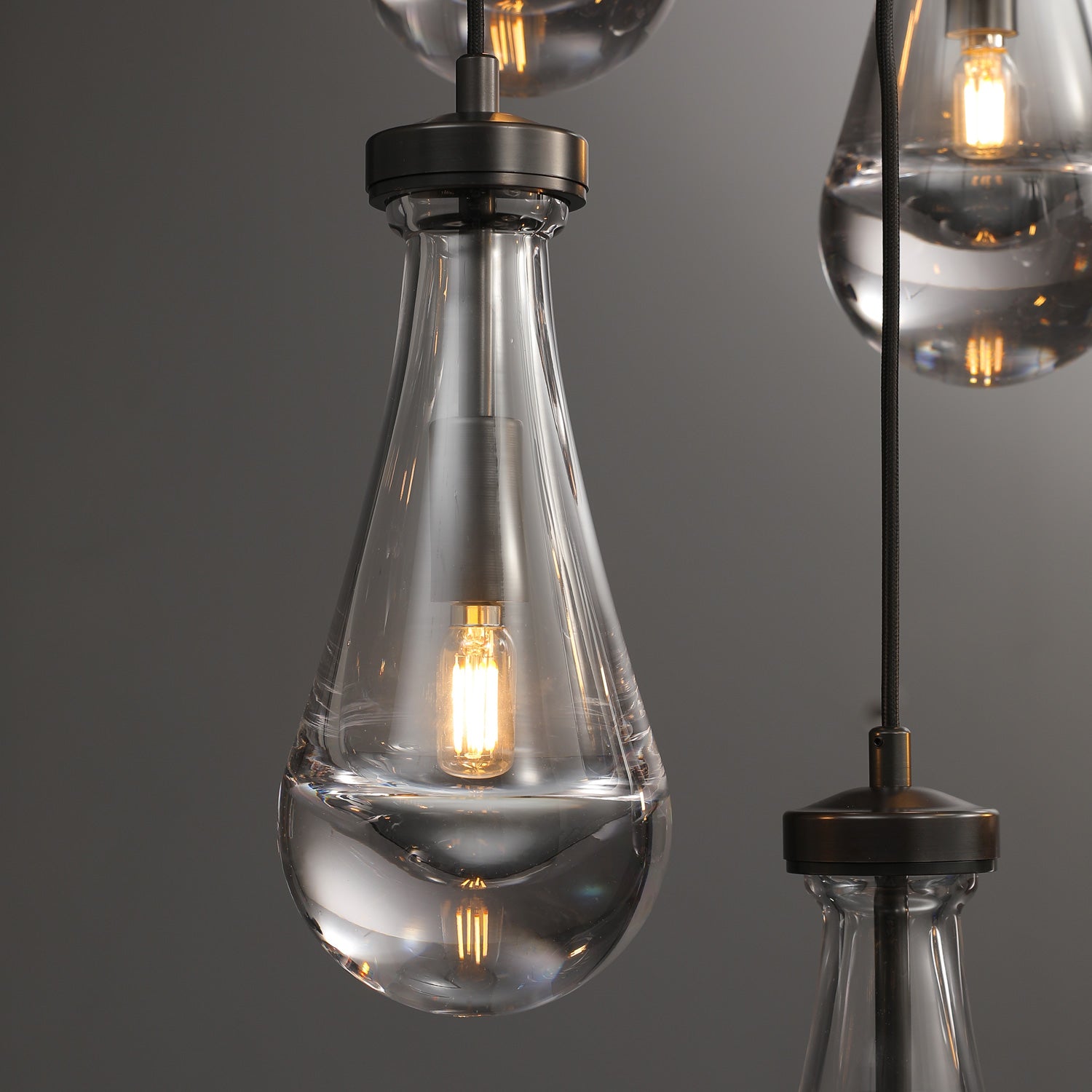 Rain Glass Round Chandelier 18"