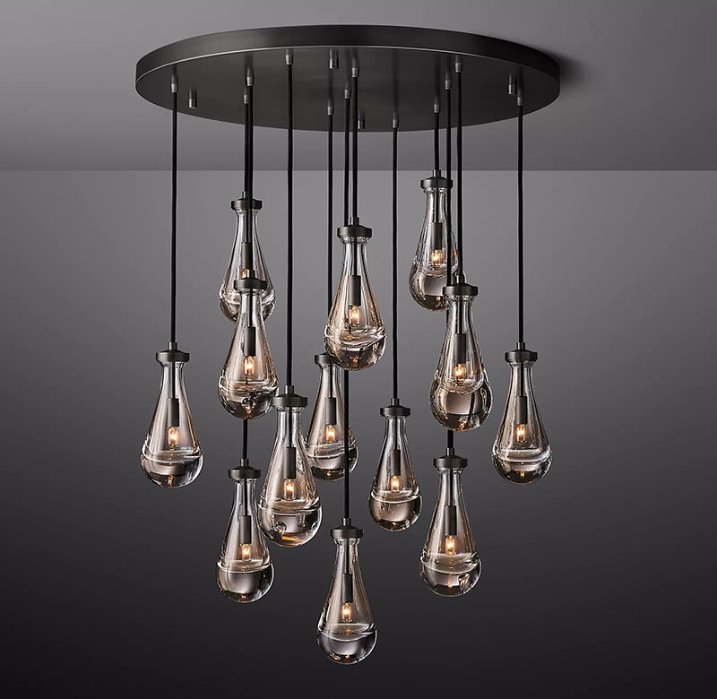 Rain Glass Round Chandelier 36"