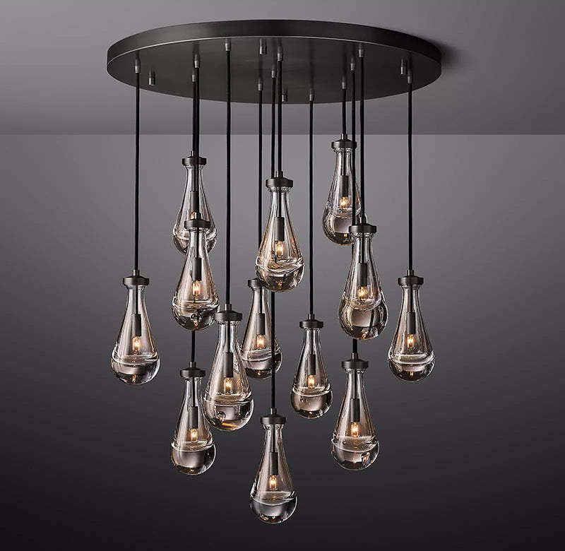 Rain Glass Round Chandelier 36"