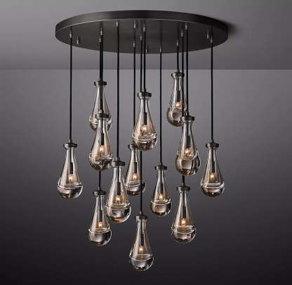 Rain Glass Round Chandelier 36"