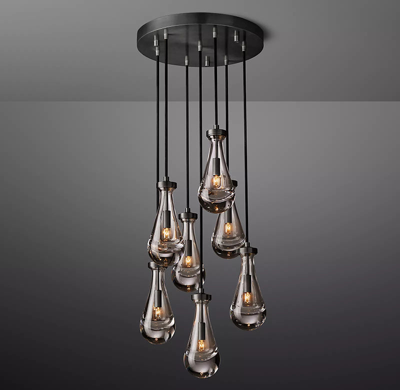 Rain Glass Round Chandelier 18"
