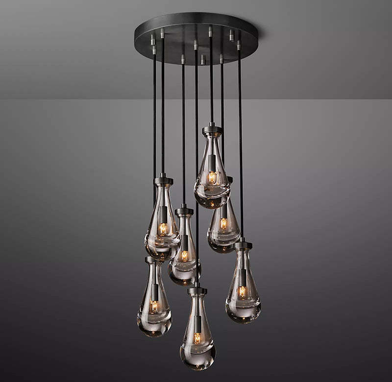 Rain Glass Round Chandelier 18"