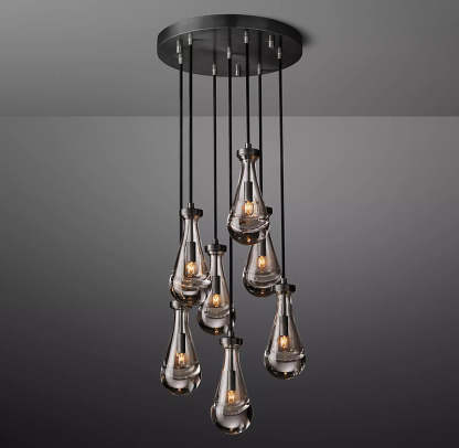 Rain Glass Round Chandelier 18"