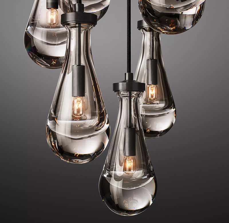 Rain Glass Round Chandelier 18"
