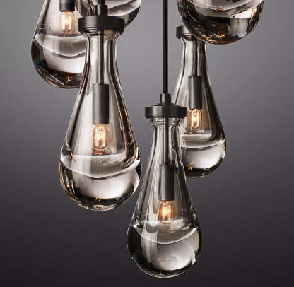Rain Glass Round Chandelier 18"