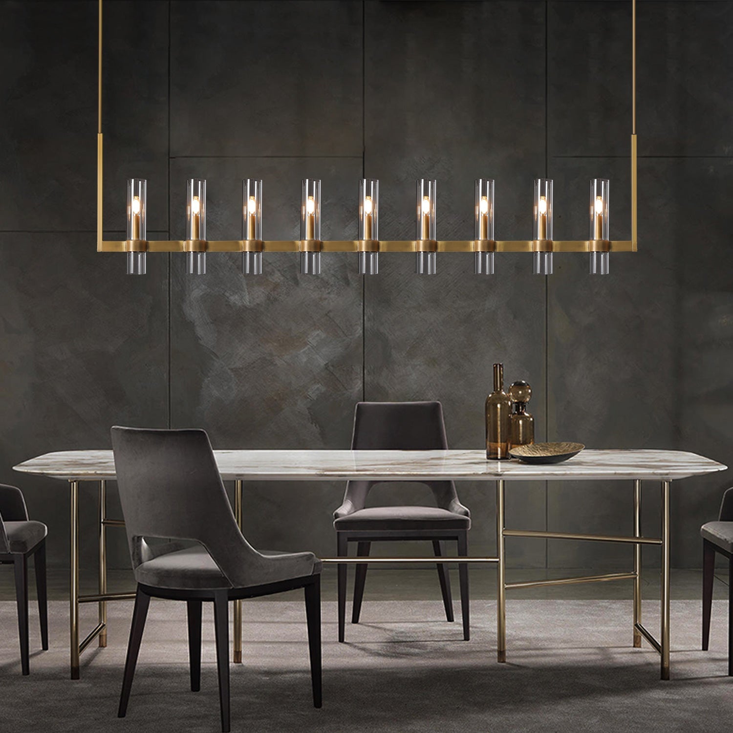 Ravalle Glass Linear Chandelier 72" L