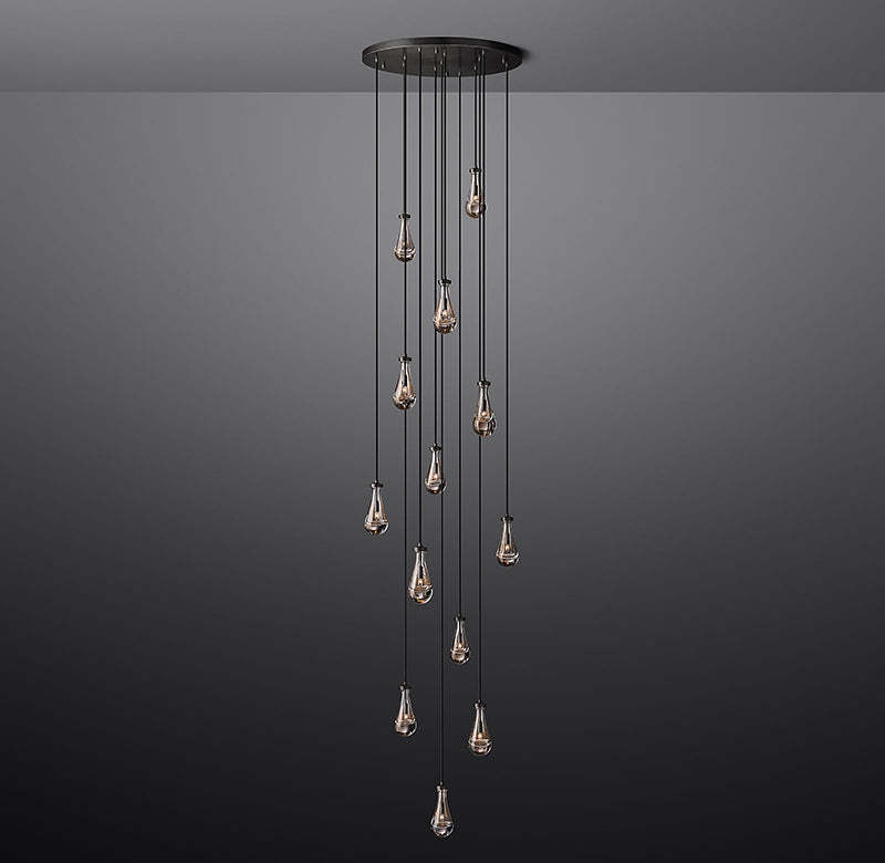 Rain Glass Round Chandelier 36"