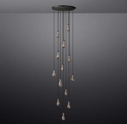 Rain Glass Round Chandelier 36"
