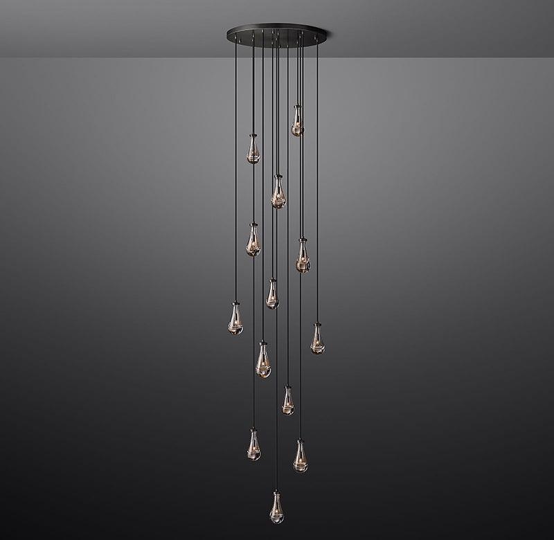 Rain Glass Round Chandelier 36"