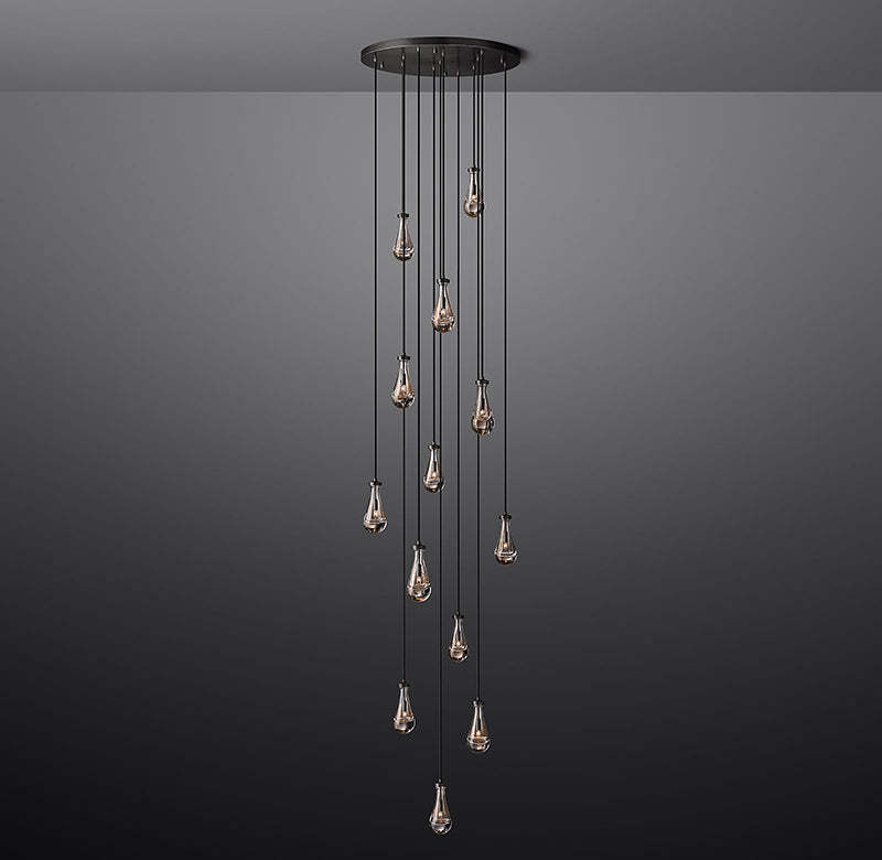 Rain Glass Round Chandelier 36"