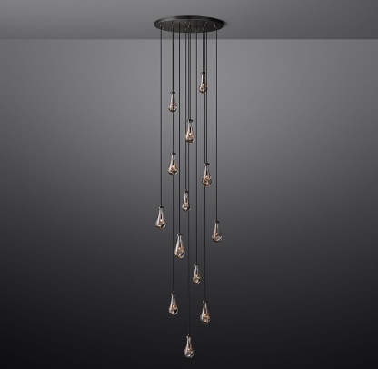 Rain Glass Round Chandelier 36"
