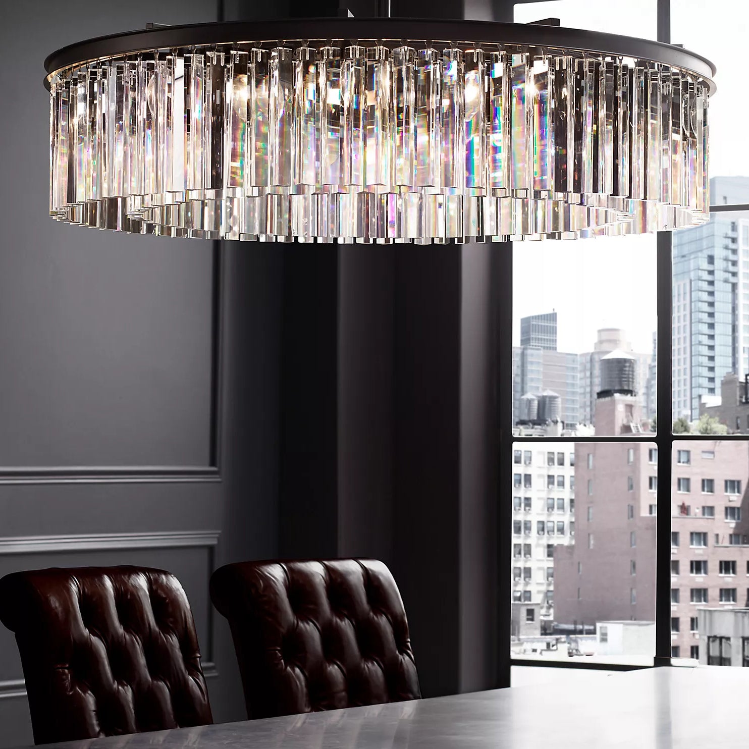 Rhysis Crystal Round Chandelier 43"