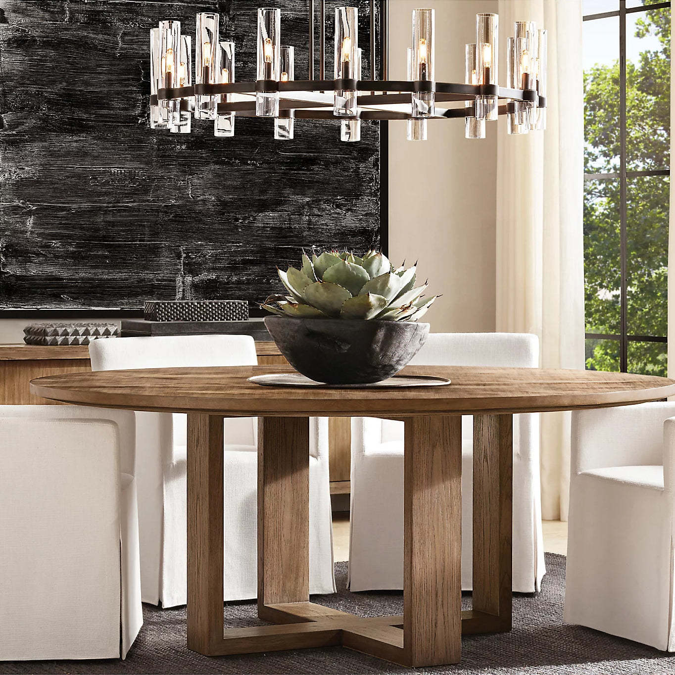 Ravalle Glass Round Chandelier 48"