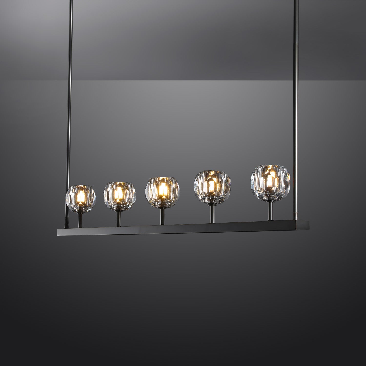 Bille Crystal Ball Linear Chandelier 48"