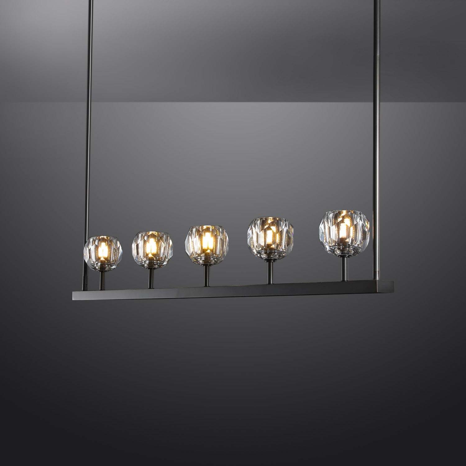 Bille Crystal Ball Linear Chandelier 48"