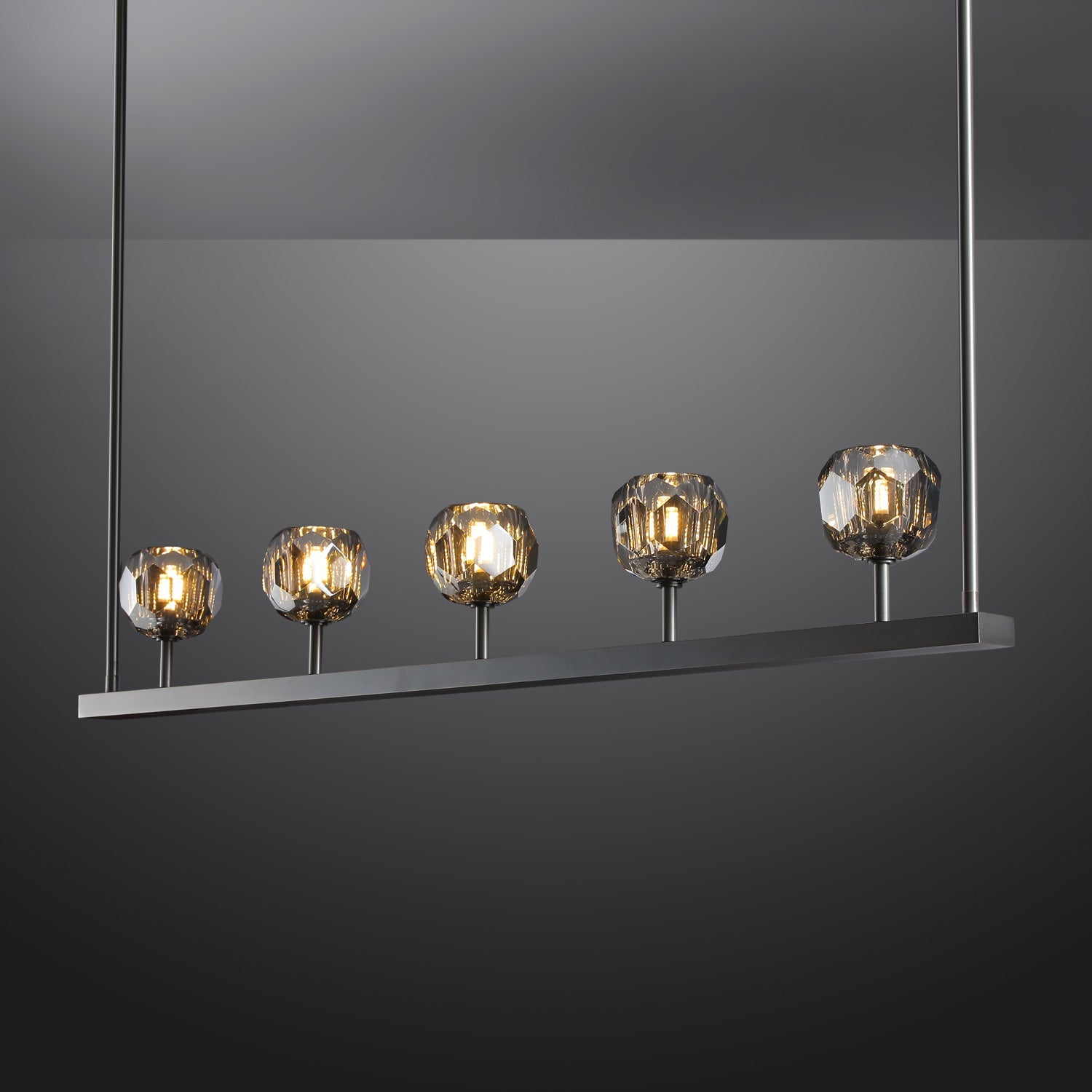 Bille Crystal Ball Linear Chandelier 48"