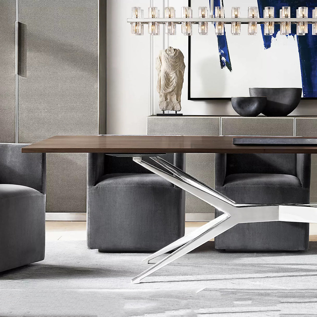 Arcahonk Crystal Rectangular Chandelier 54" 72"