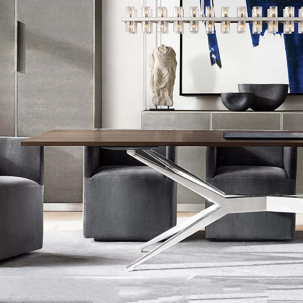 Arcahonk Crystal Rectangular Chandelier 54" 72"