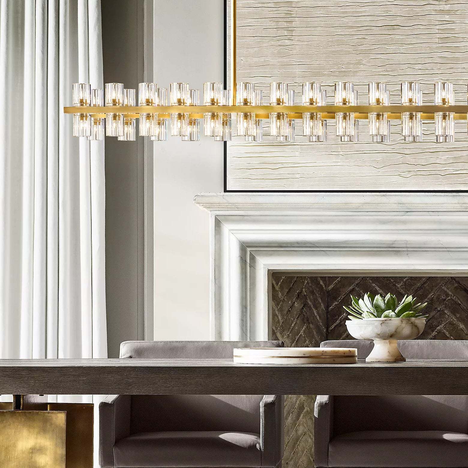 Arcahonk Crystal Rectangular Chandelier 54" 72"